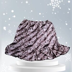 Jaclyn Smith Skirt Womens 2X Plus Brown Black Flare Lined Animal Print Side